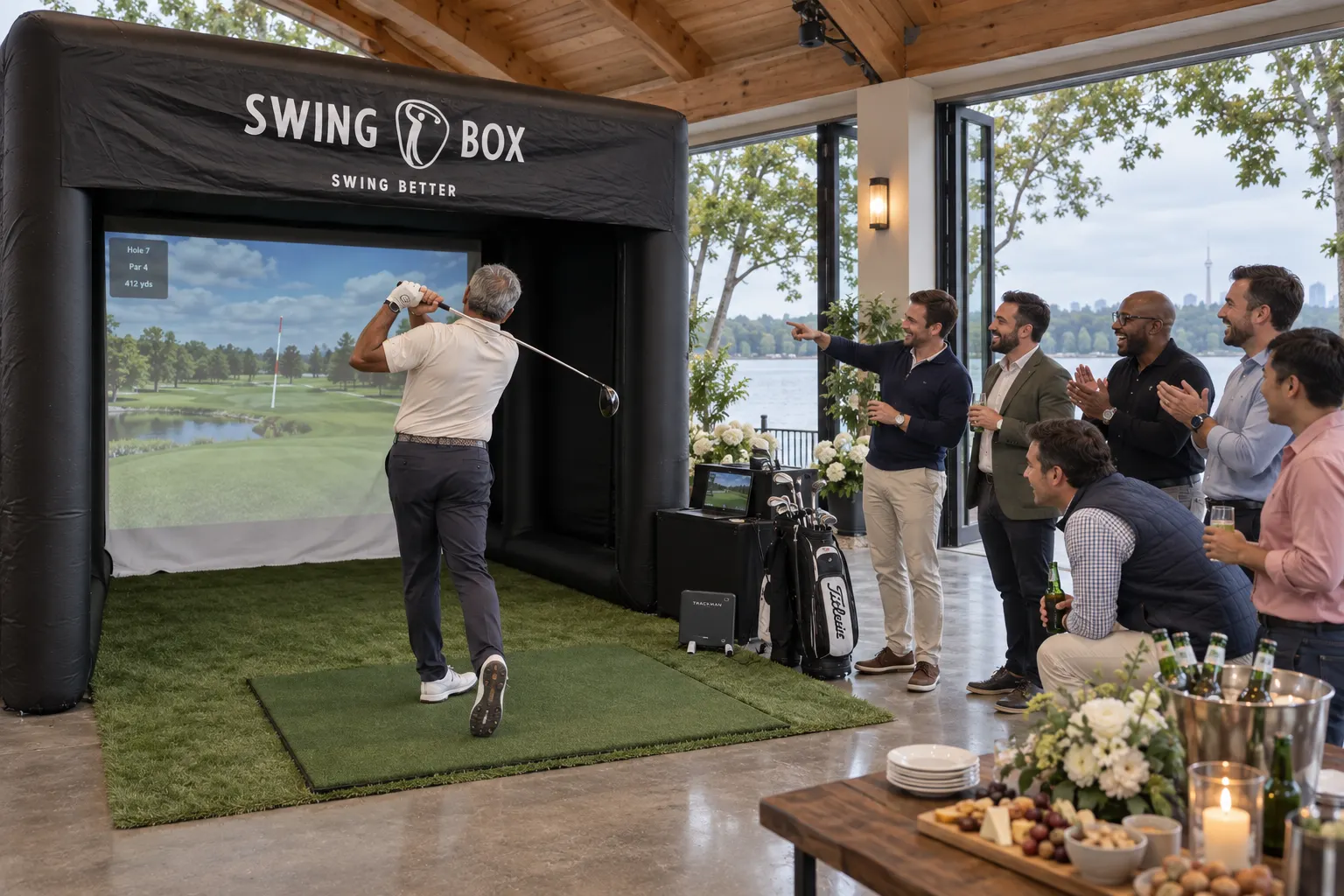 Golf simulator indoor setup