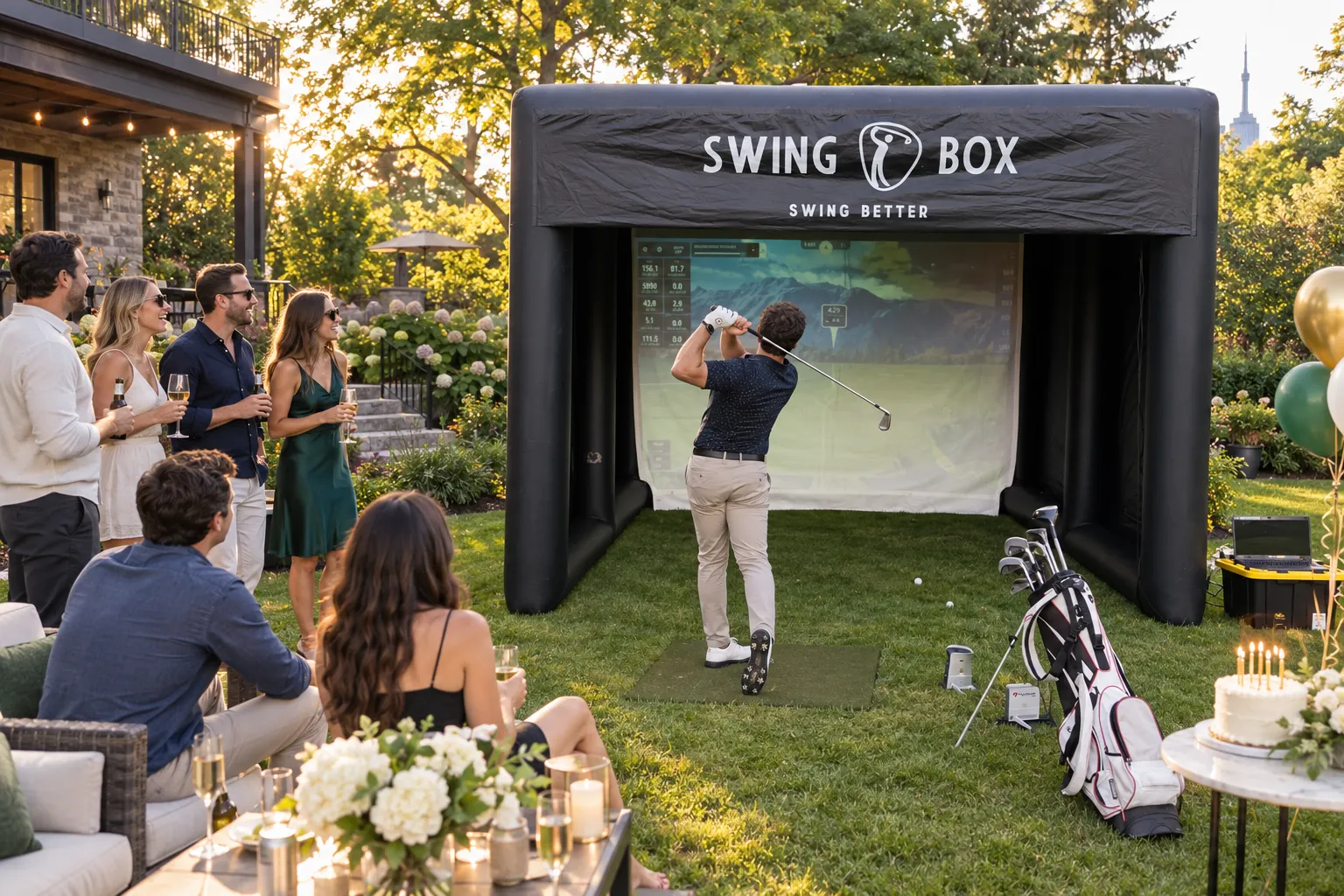 Golf simulator outdoor event